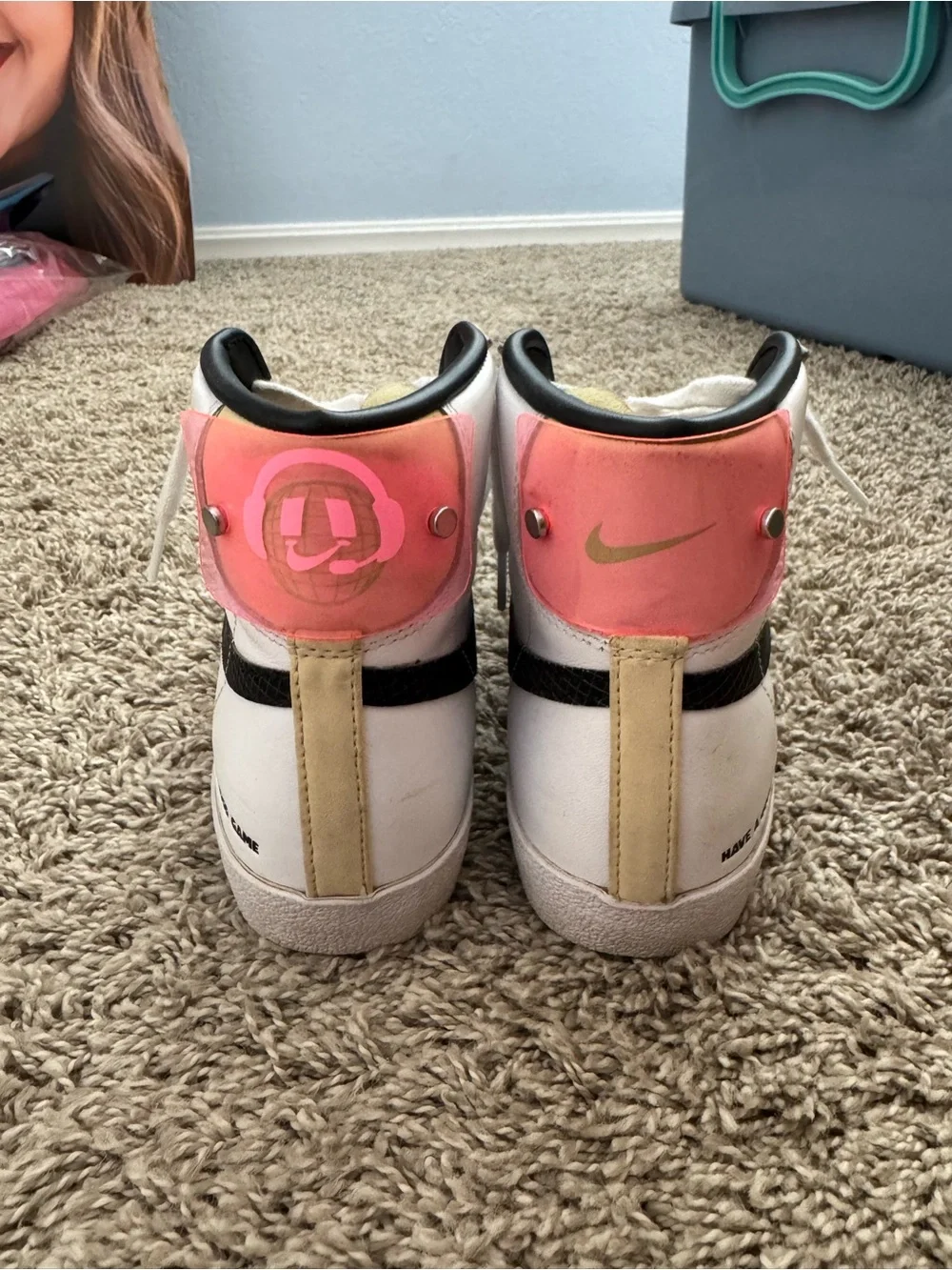 Nike Mid-Top Sneakers White Black with Coral Accent